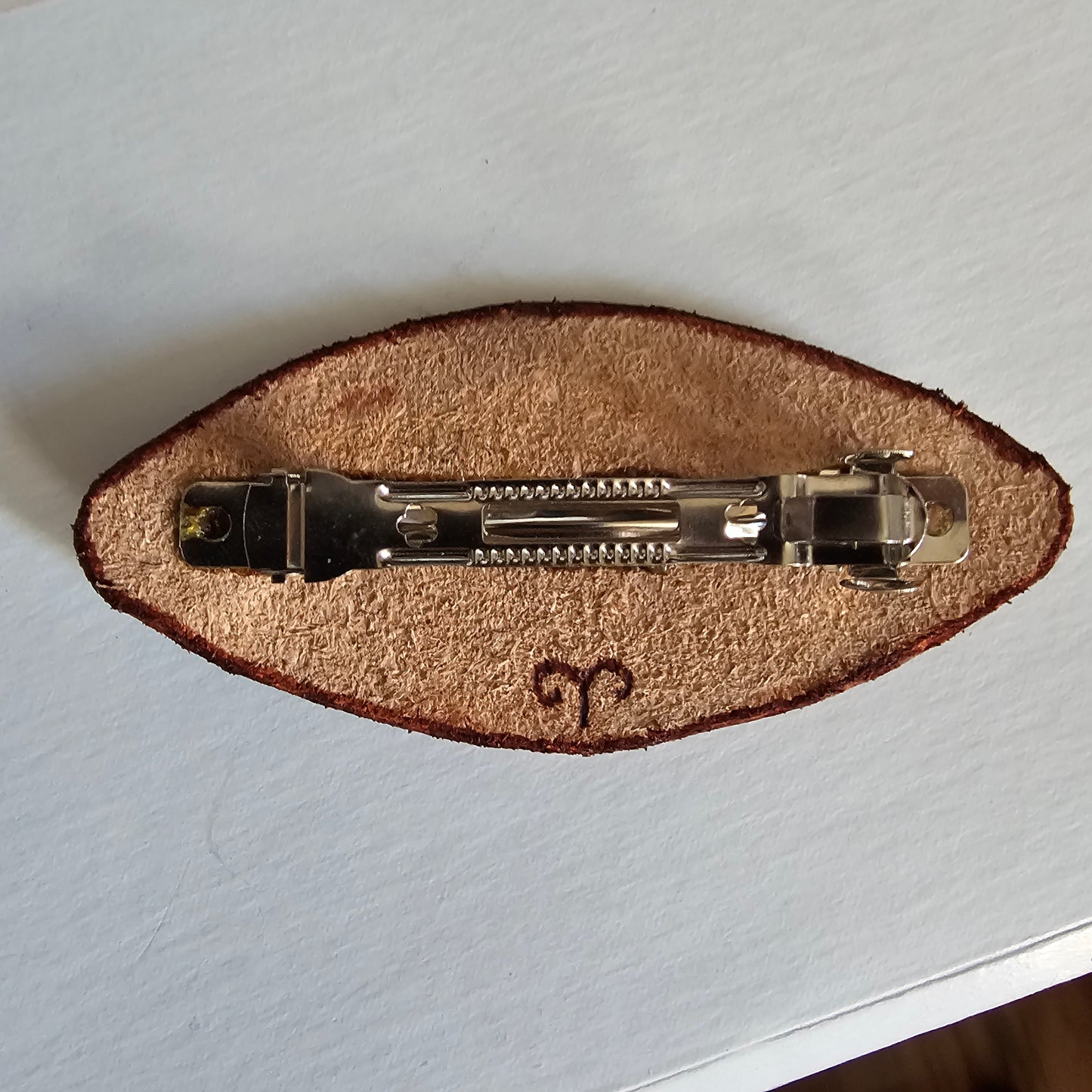 Raven skull with spiderweb Leather Hair Clip