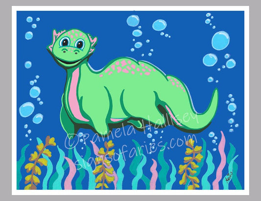Cute Cryptids Loch Ness Monster 10"x8" print