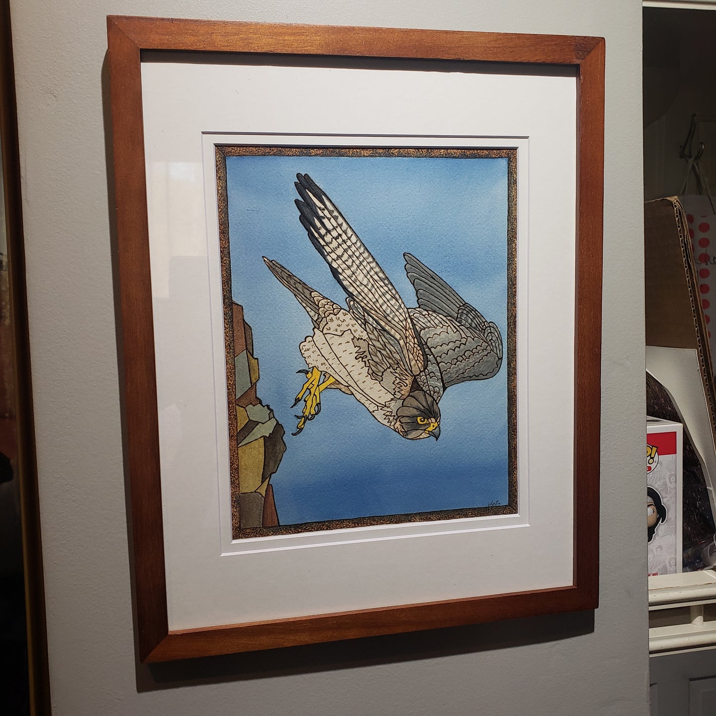 ORIGINAL"Cliff Dive" Peregrine Falcon Art