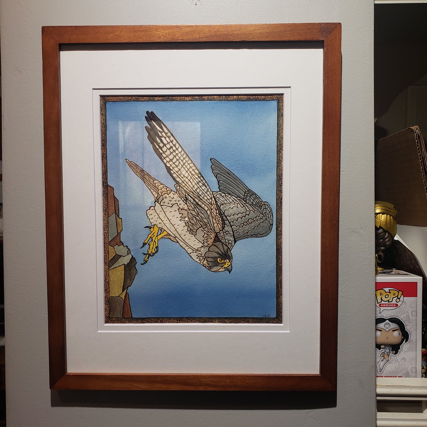 ORIGINAL"Cliff Dive" Peregrine Falcon Art
