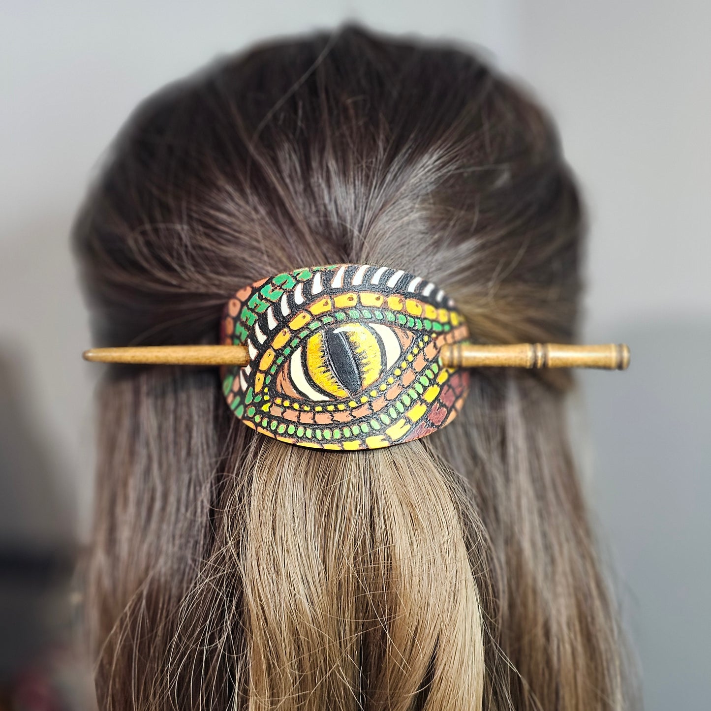 Dragon eye Leather Hair Barrette