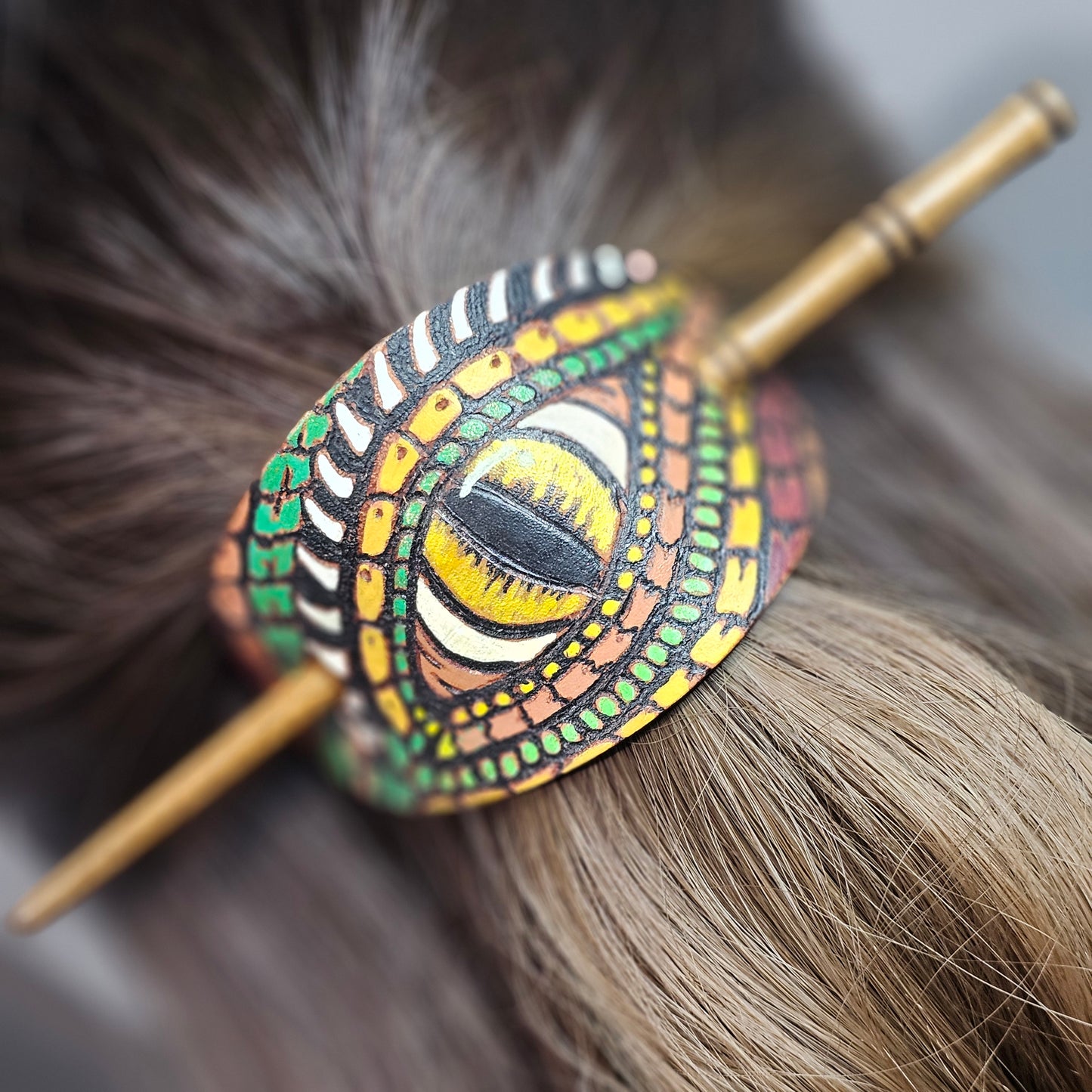 Dragon eye Leather Hair Barrette