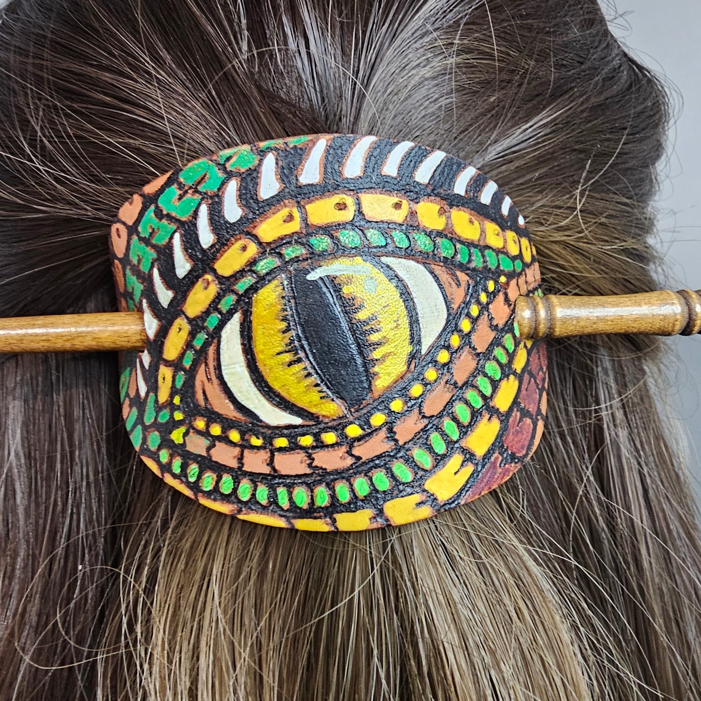 Dragon eye Leather Hair Barrette