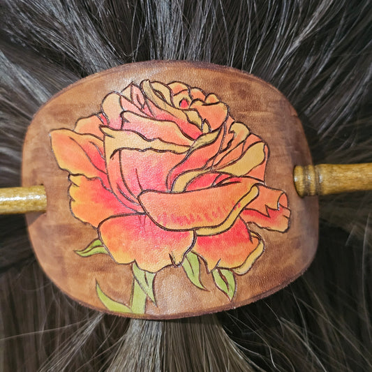 Rose Style 1 Leather Hair Barrette