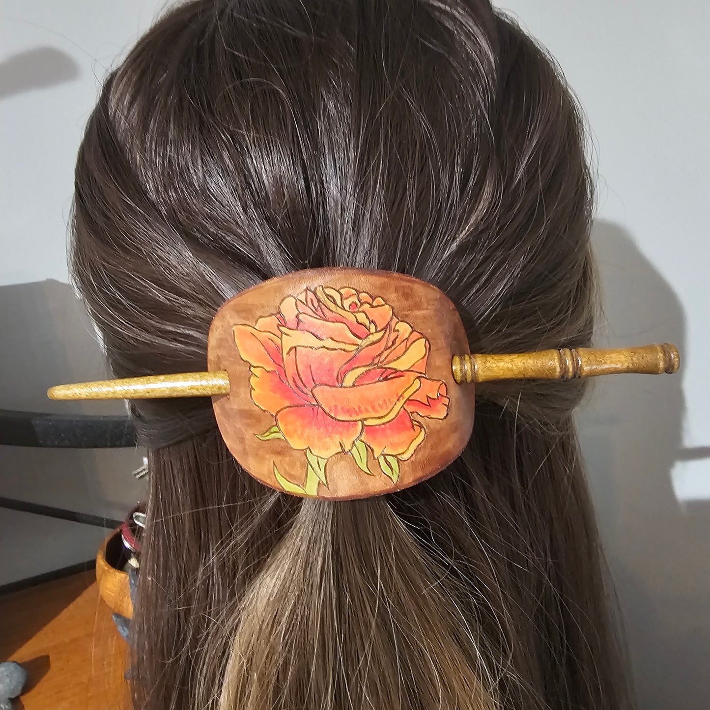 Rose Style 1 Leather Hair Barrette