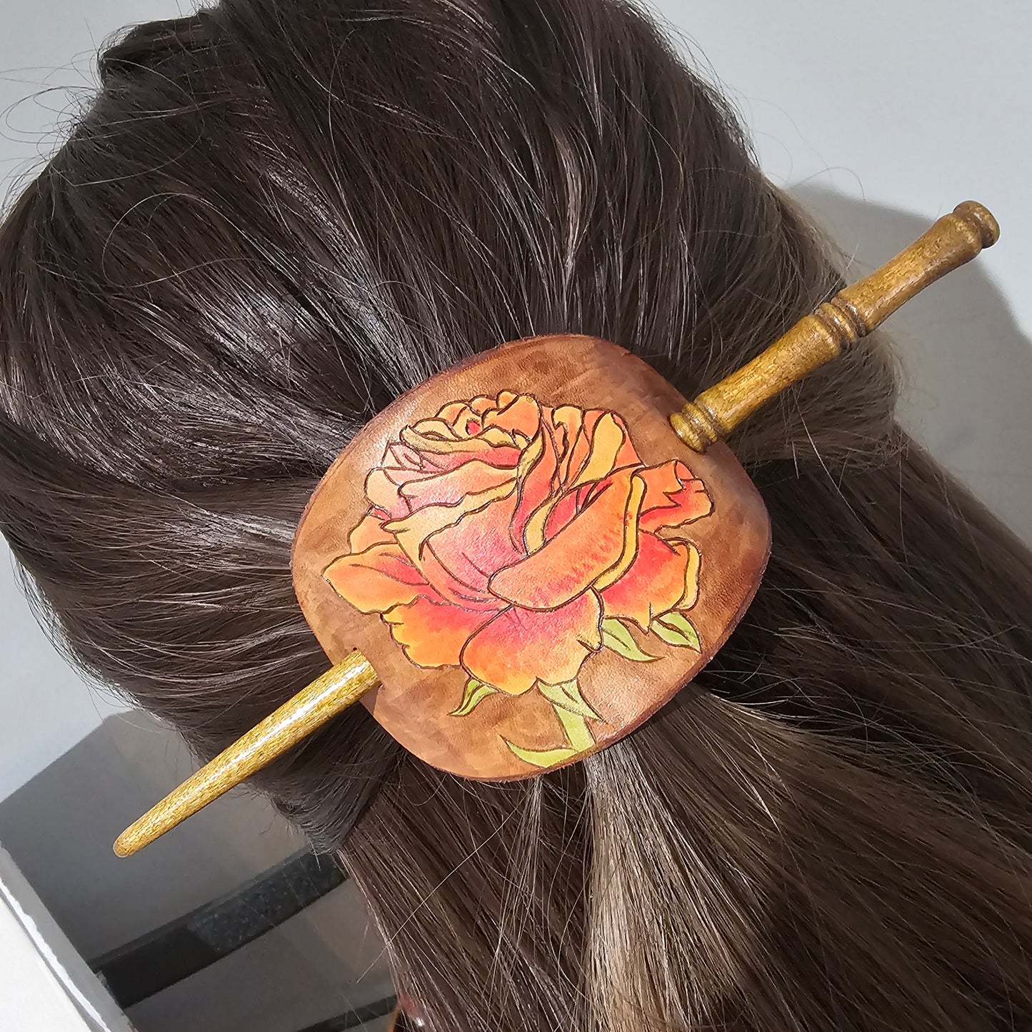 Rose Style 1 Leather Hair Barrette