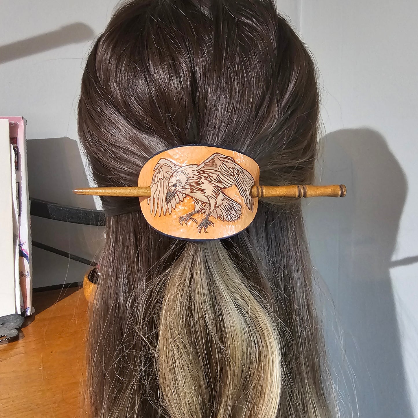 Raven Leather Hair Barrette