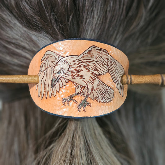 Raven Leather Hair Barrette