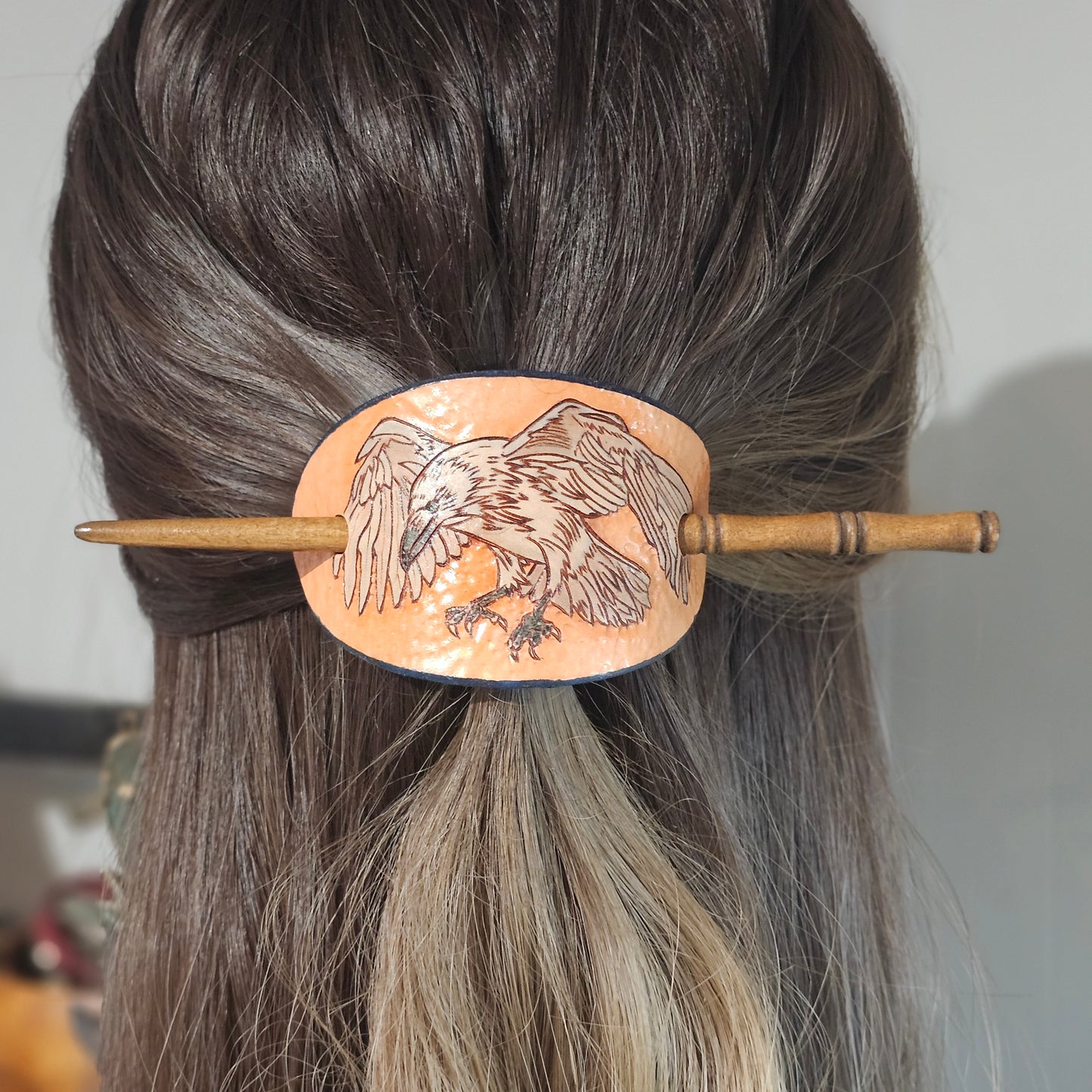 Raven Leather Hair Barrette