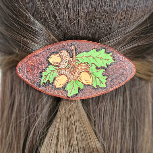 Acorns Leather Hair Clip