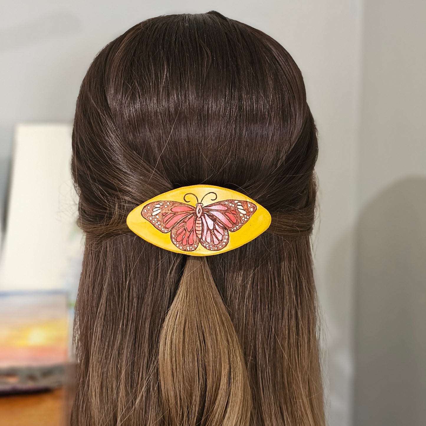 Monarch Butterfly Leather Hair Clip