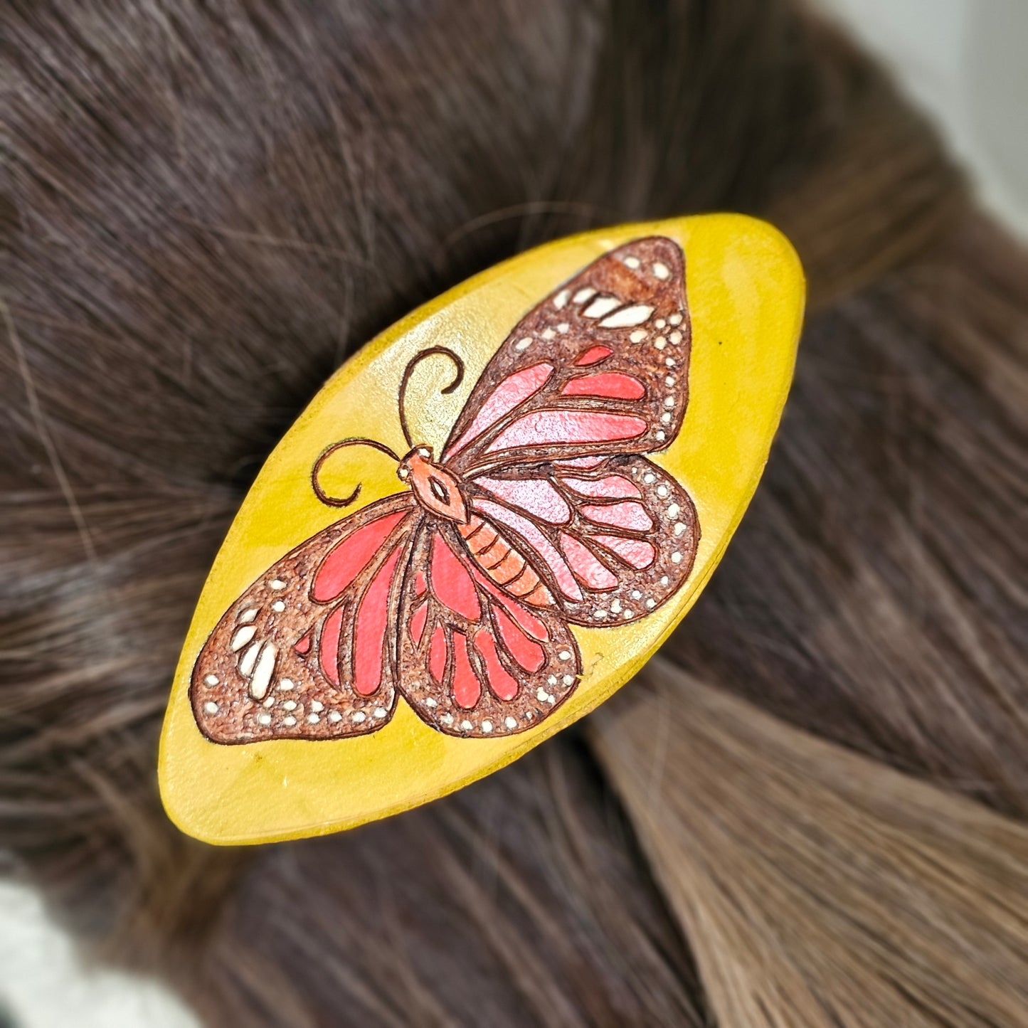 Monarch Butterfly Leather Hair Clip