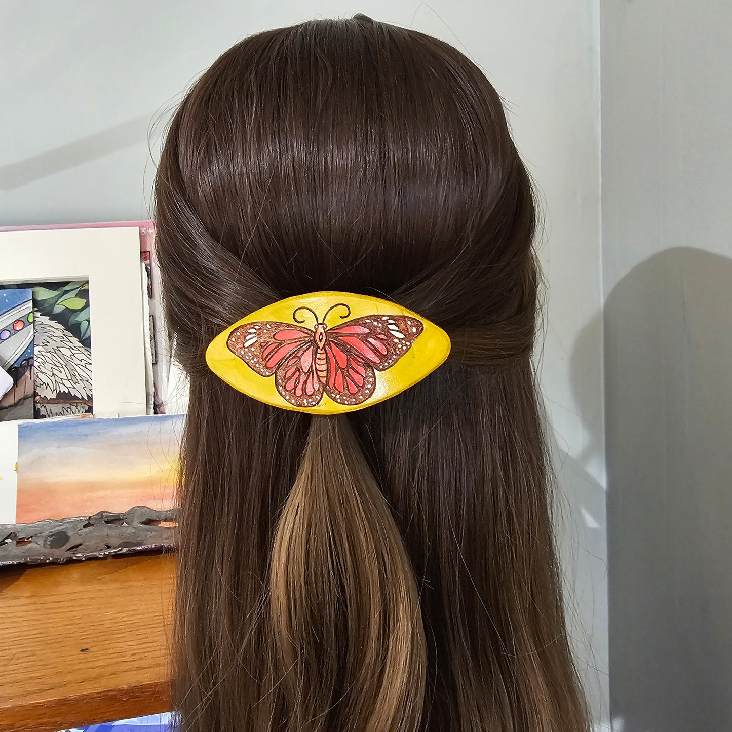 Monarch Butterfly Leather Hair Clip