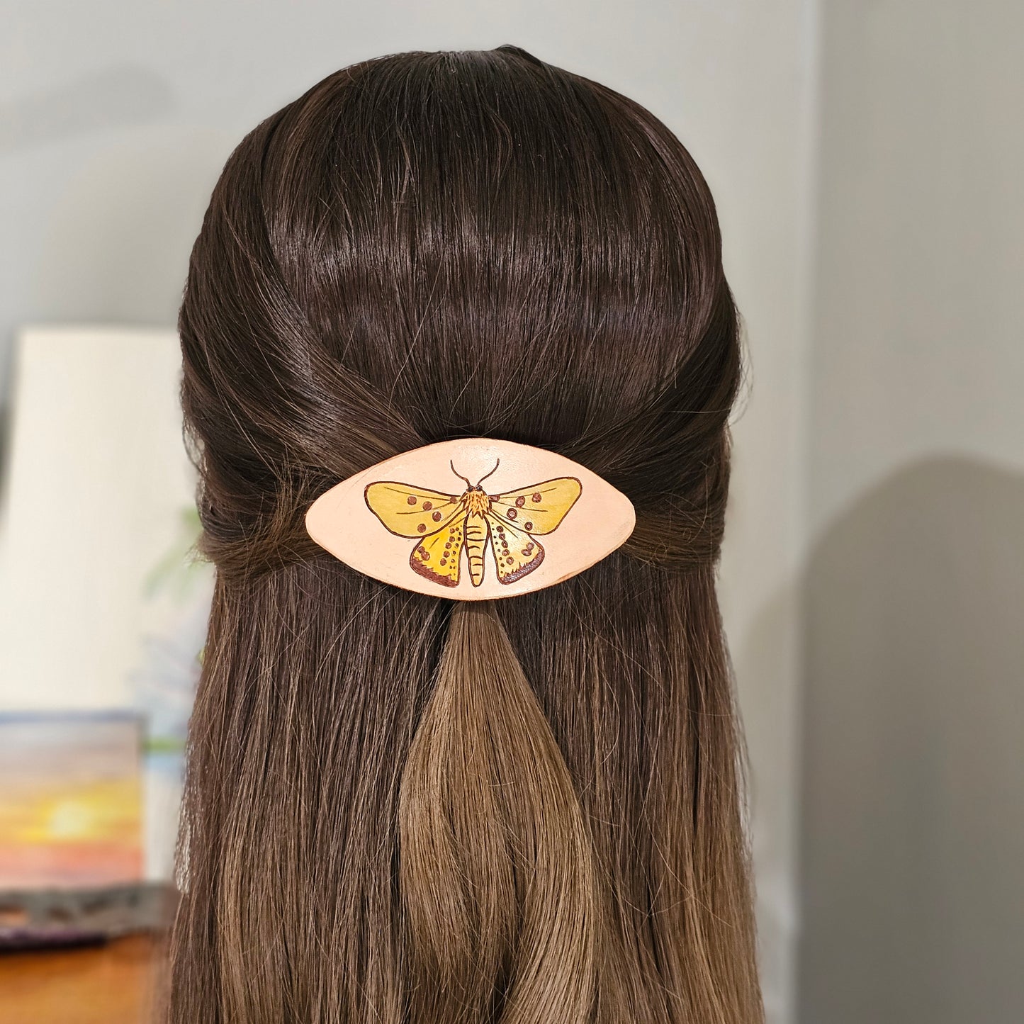 Isabella Tiger Moth Leather Hair Clip