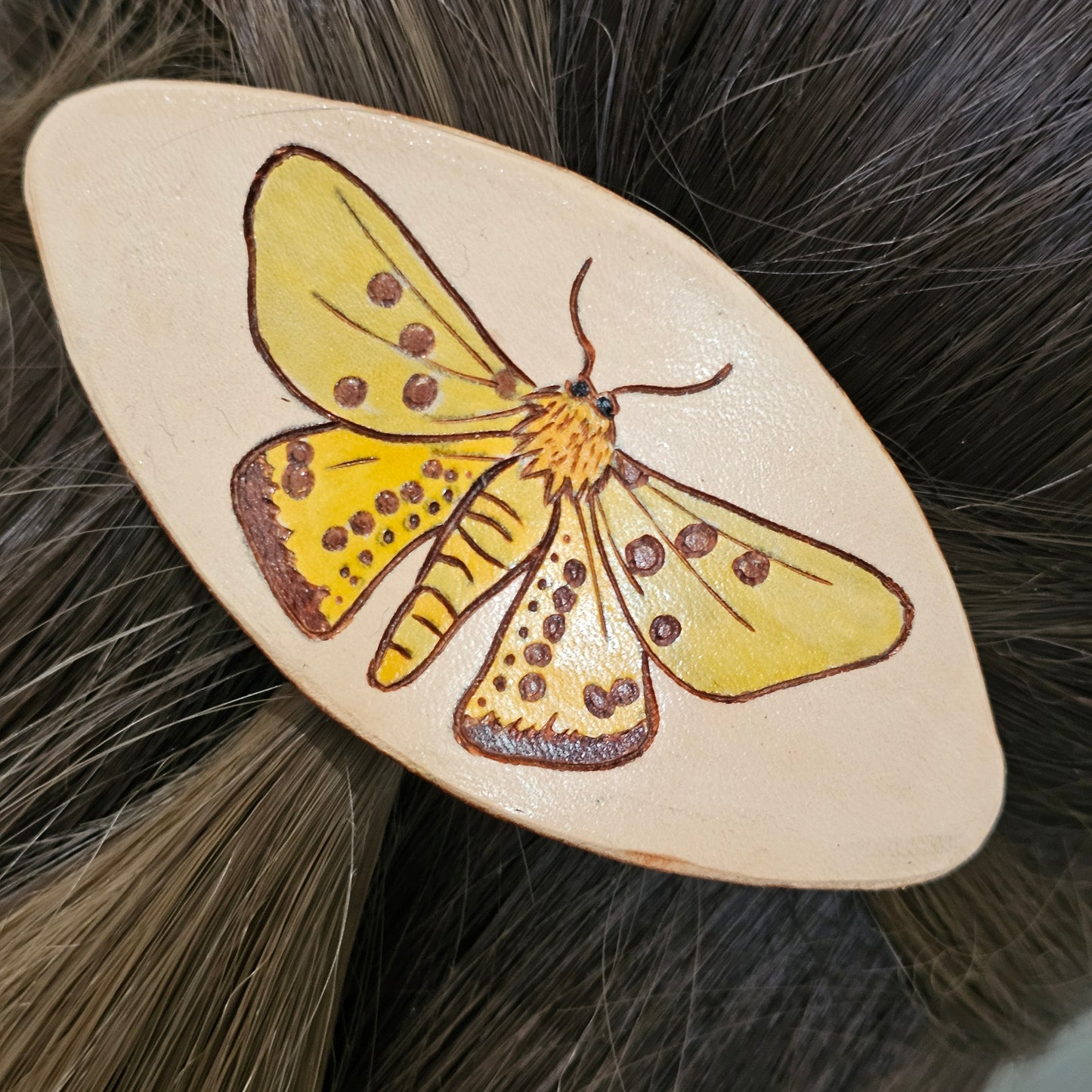 Isabella Tiger Moth Leather Hair Clip