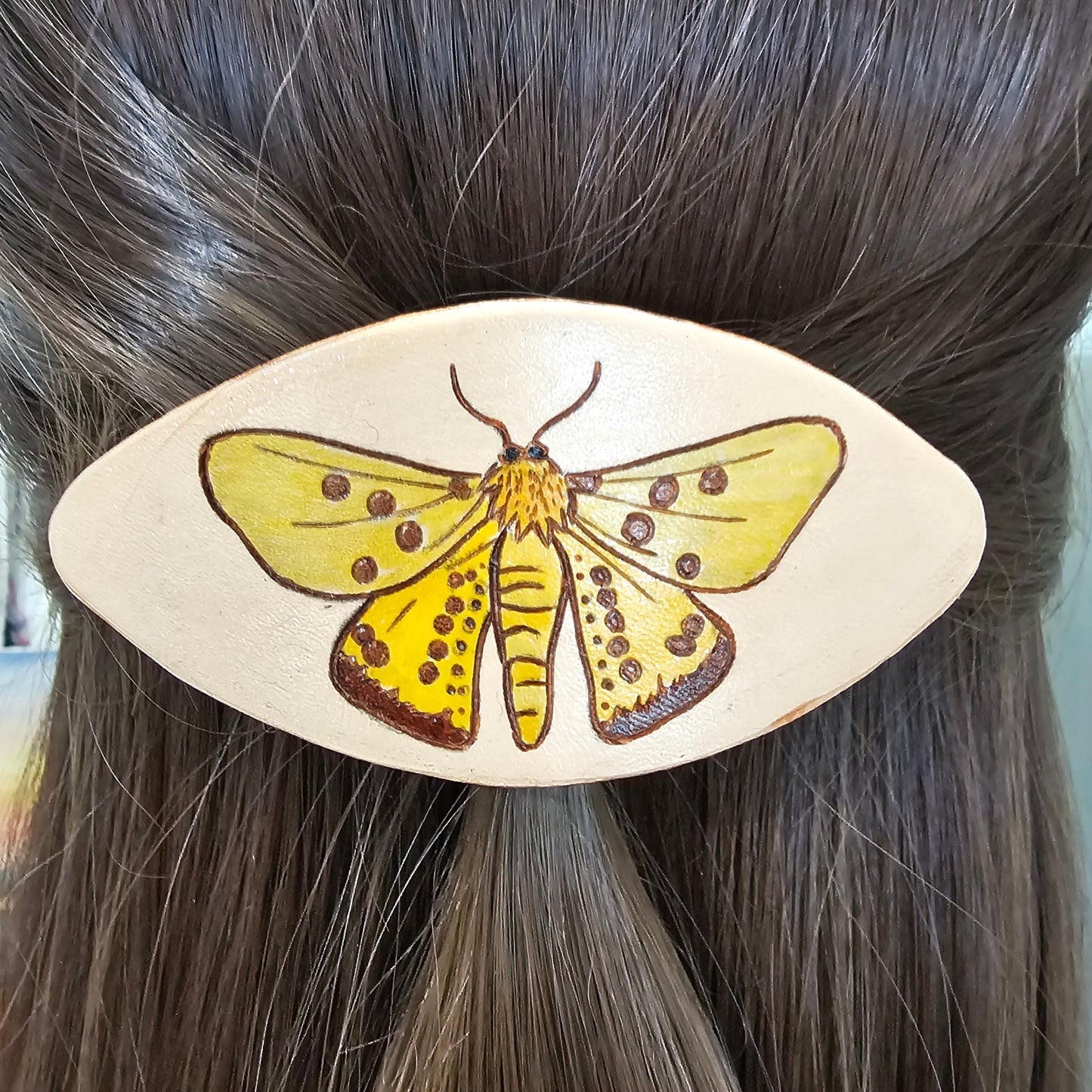 Isabella Tiger Moth Leather Hair Clip