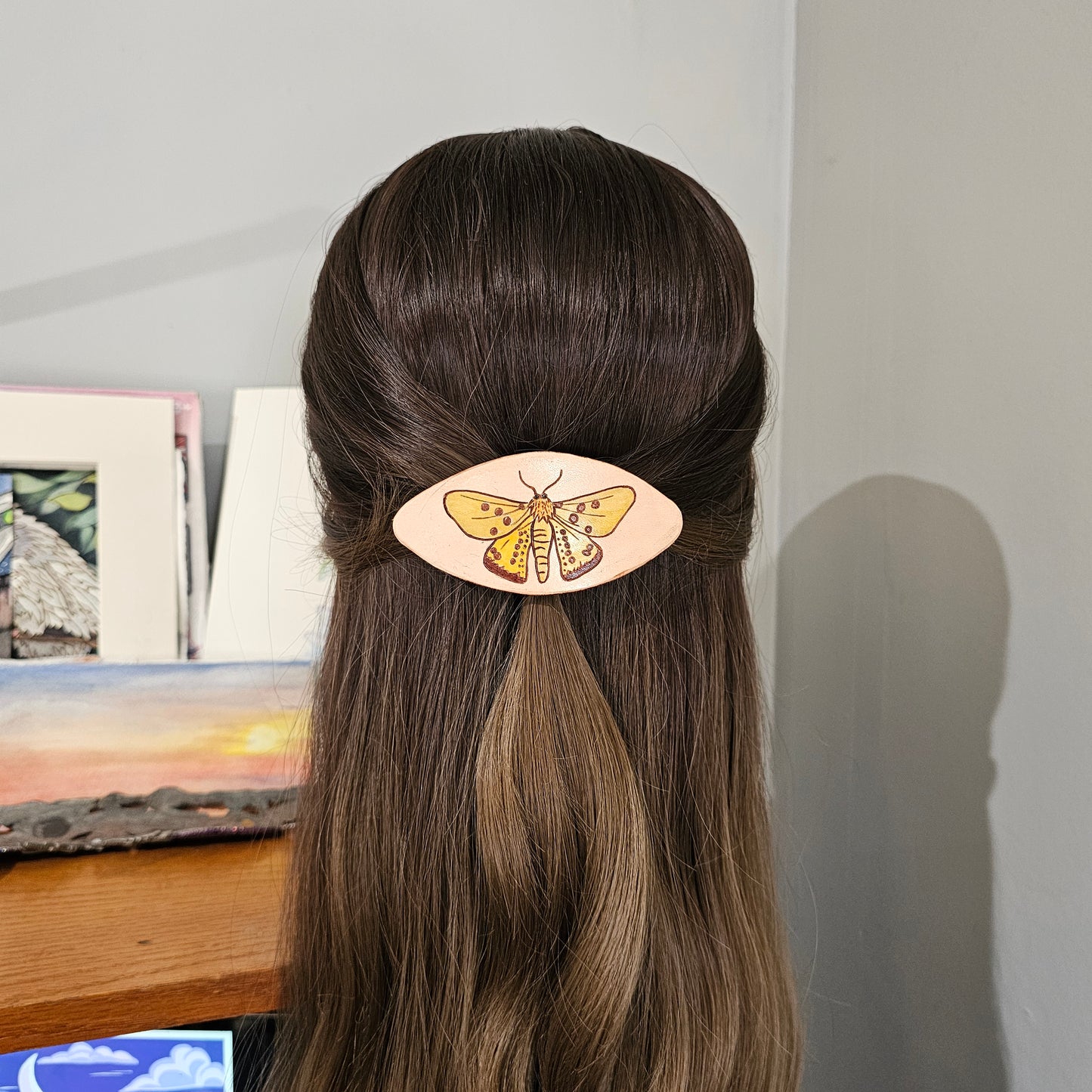 Isabella Tiger Moth Leather Hair Clip