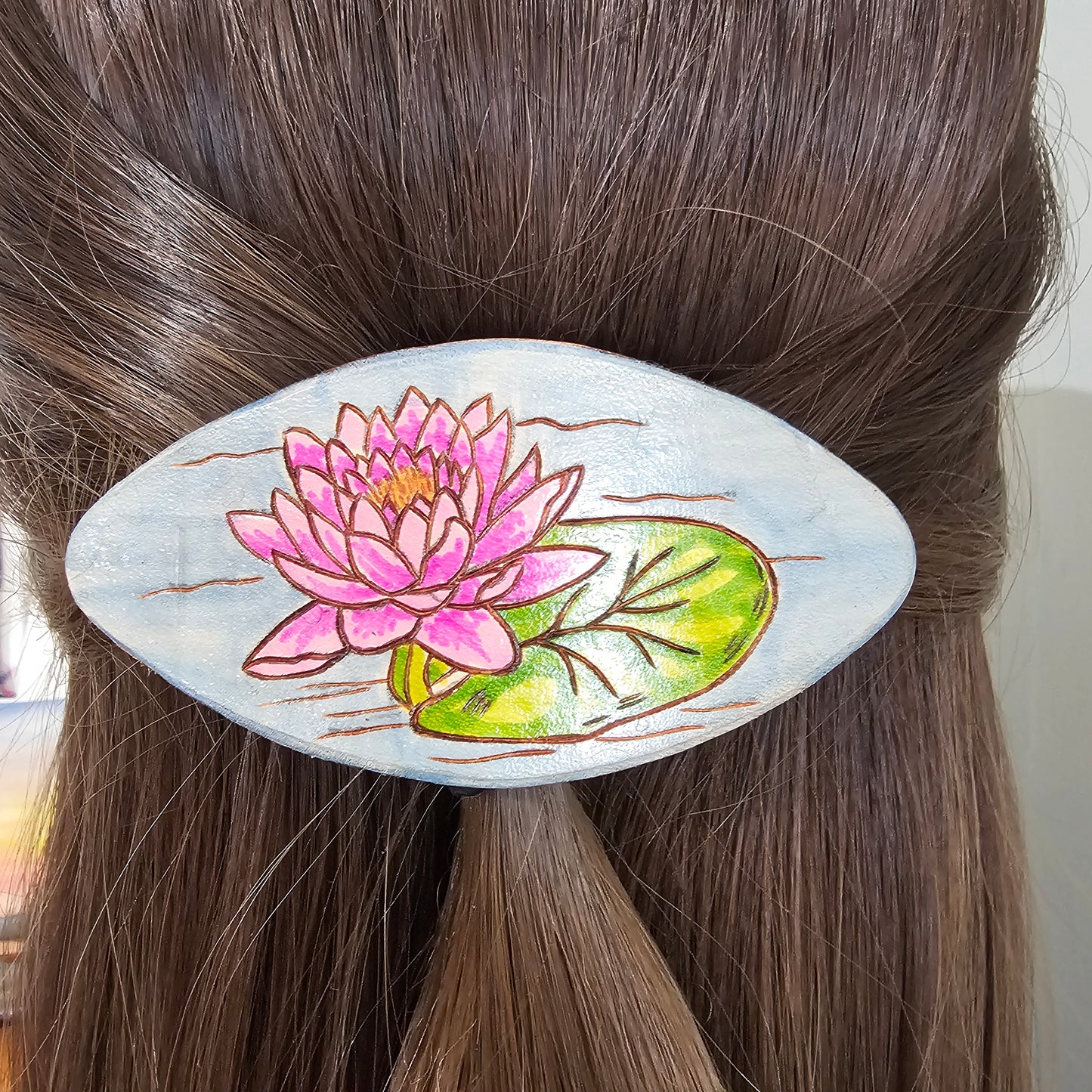 Lotus flower Leather Hair Clip