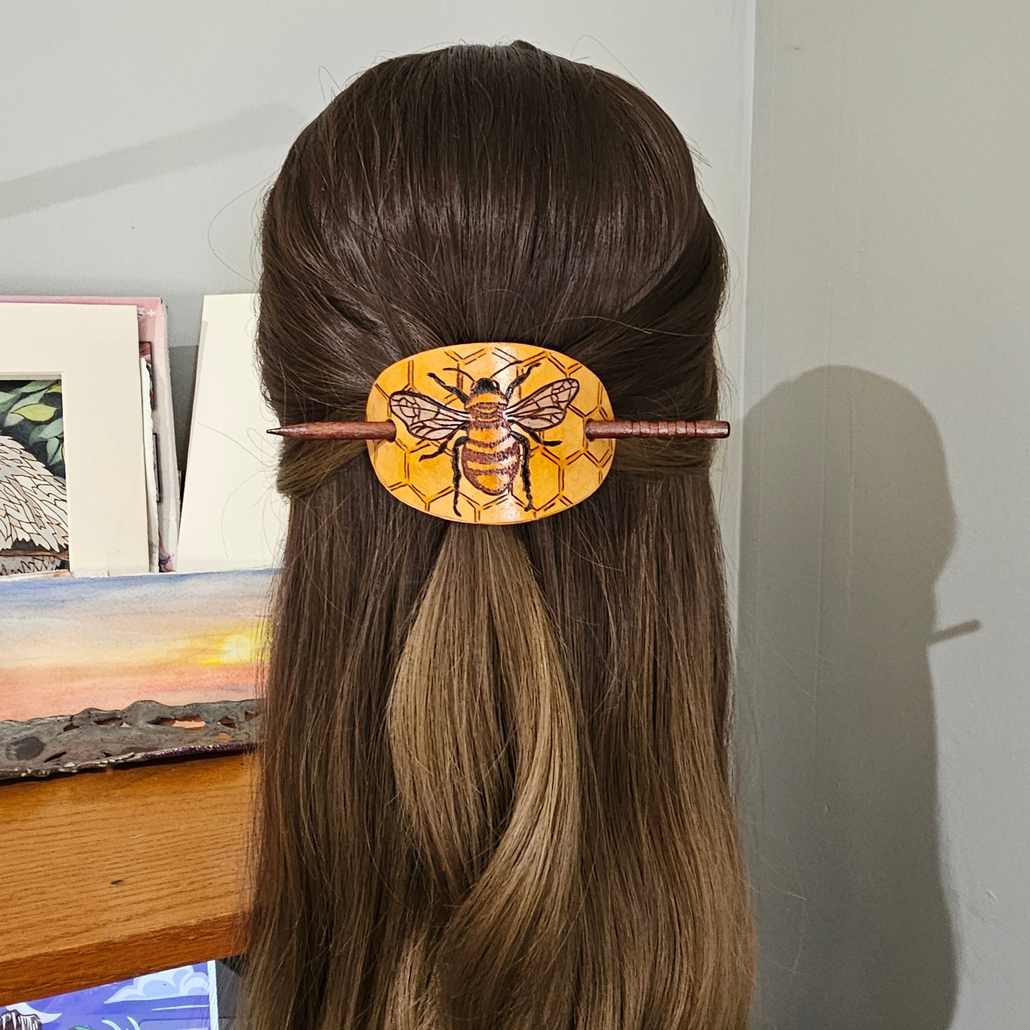 Bee Leather Hair Barrette