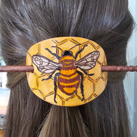 Bee Leather Hair Barrette