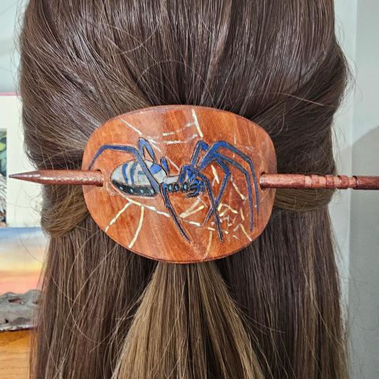 Spider Leather Hair Barrette