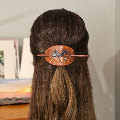 Spider Leather Hair Barrette