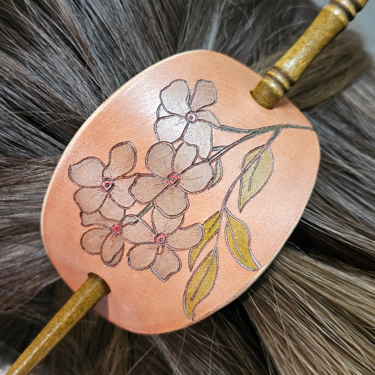 Forget-me-nots Leather Hair Barrette