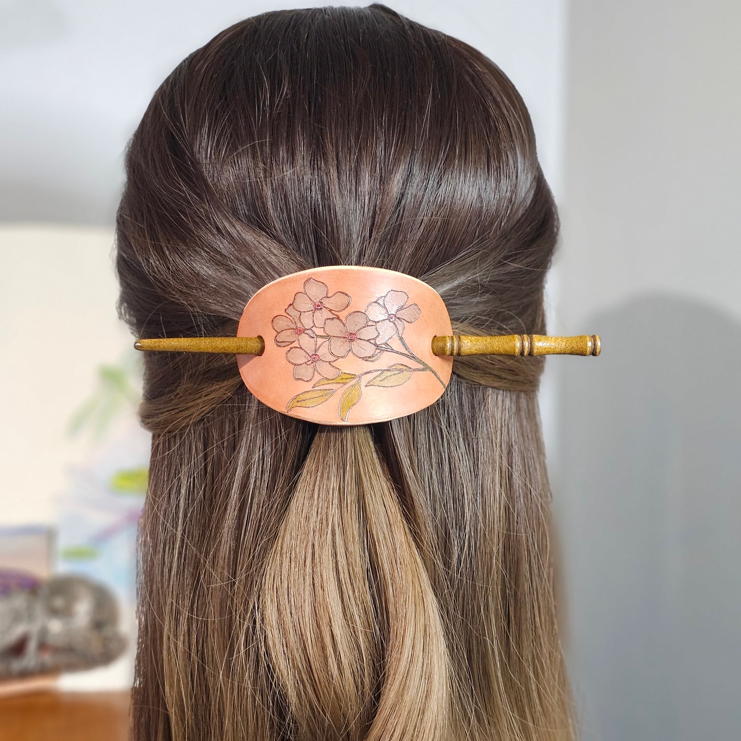 Forget-me-nots Leather Hair Barrette