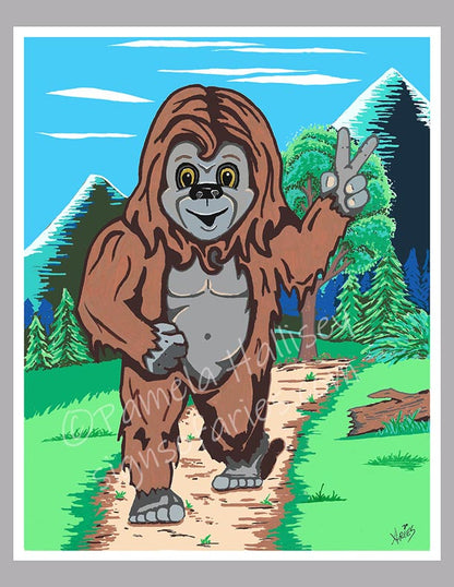 Cute Cryptids ORIGINAL Big Foot 8"x10"