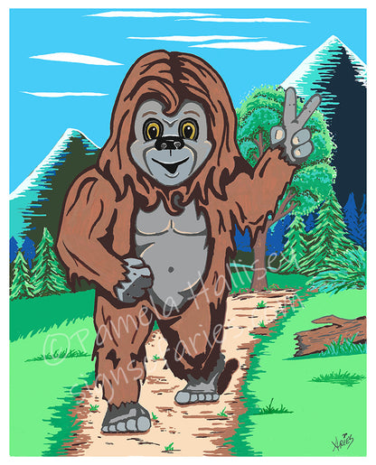 Cute Cryptids ORIGINAL Big Foot 8"x10"