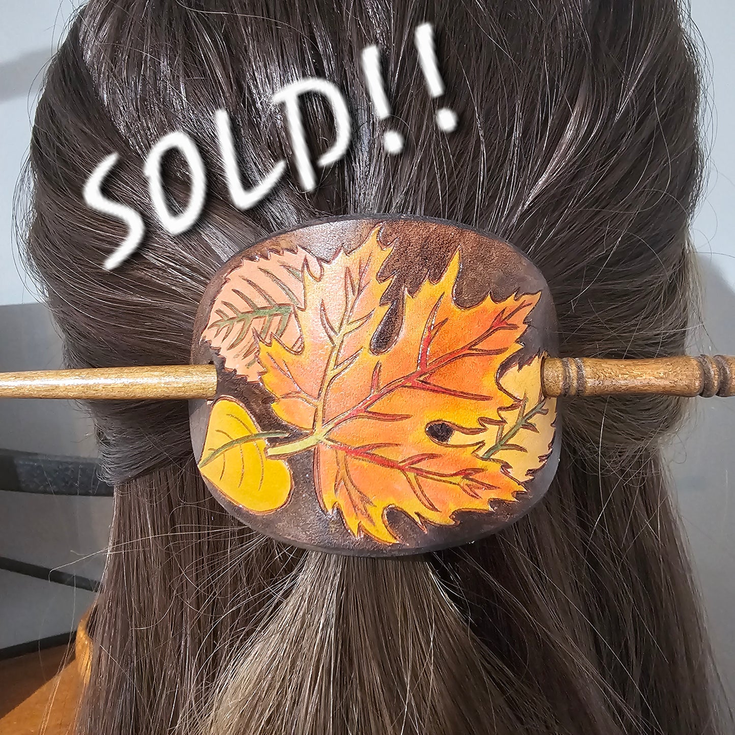 Autumn Leaves Leather Hair Barrette