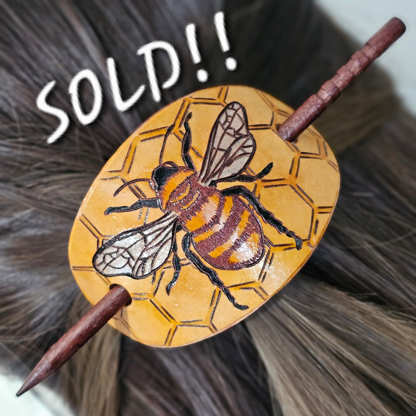 Bee Leather Hair Barrette
