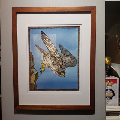 ORIGINAL"Cliff Dive" Peregrine Falcon Art